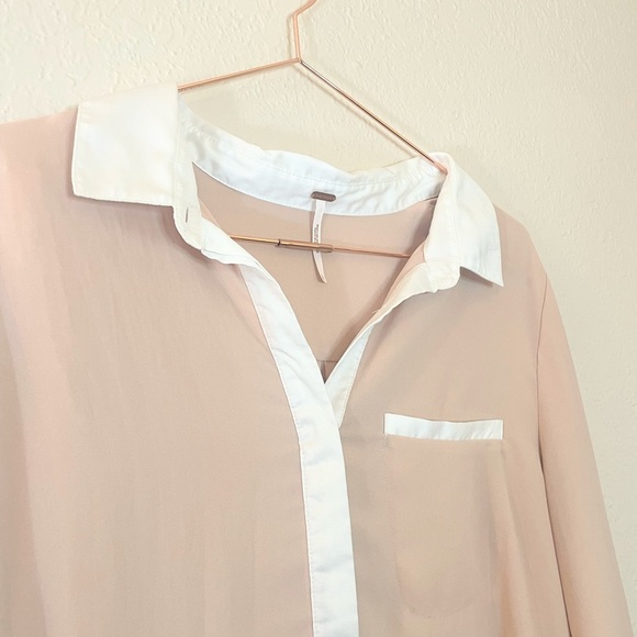 Free People Chic Tan and White Button-Up Blouse - Picture 4 of 6